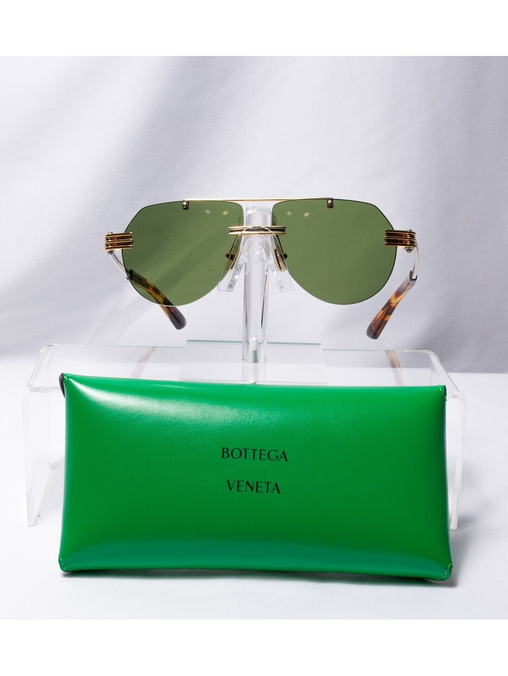 Bottega Veneta Green And Gold Unisex Aviators Gold